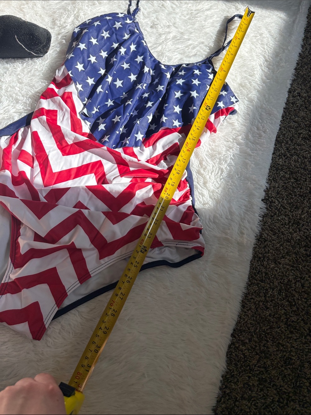 New In Packaging American Flag Ruffle Front One Piece Swimsuit Size 2XL - Picture 14 of 15